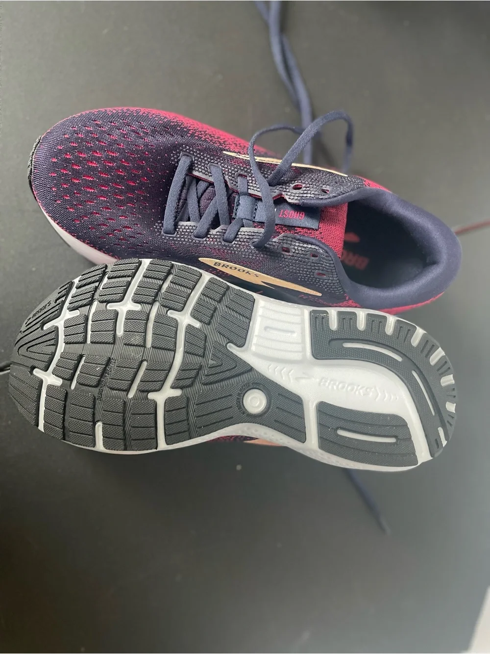 Brooks Ghost 16 Women's Running Shoes - Navy, Pink & Cream Accents